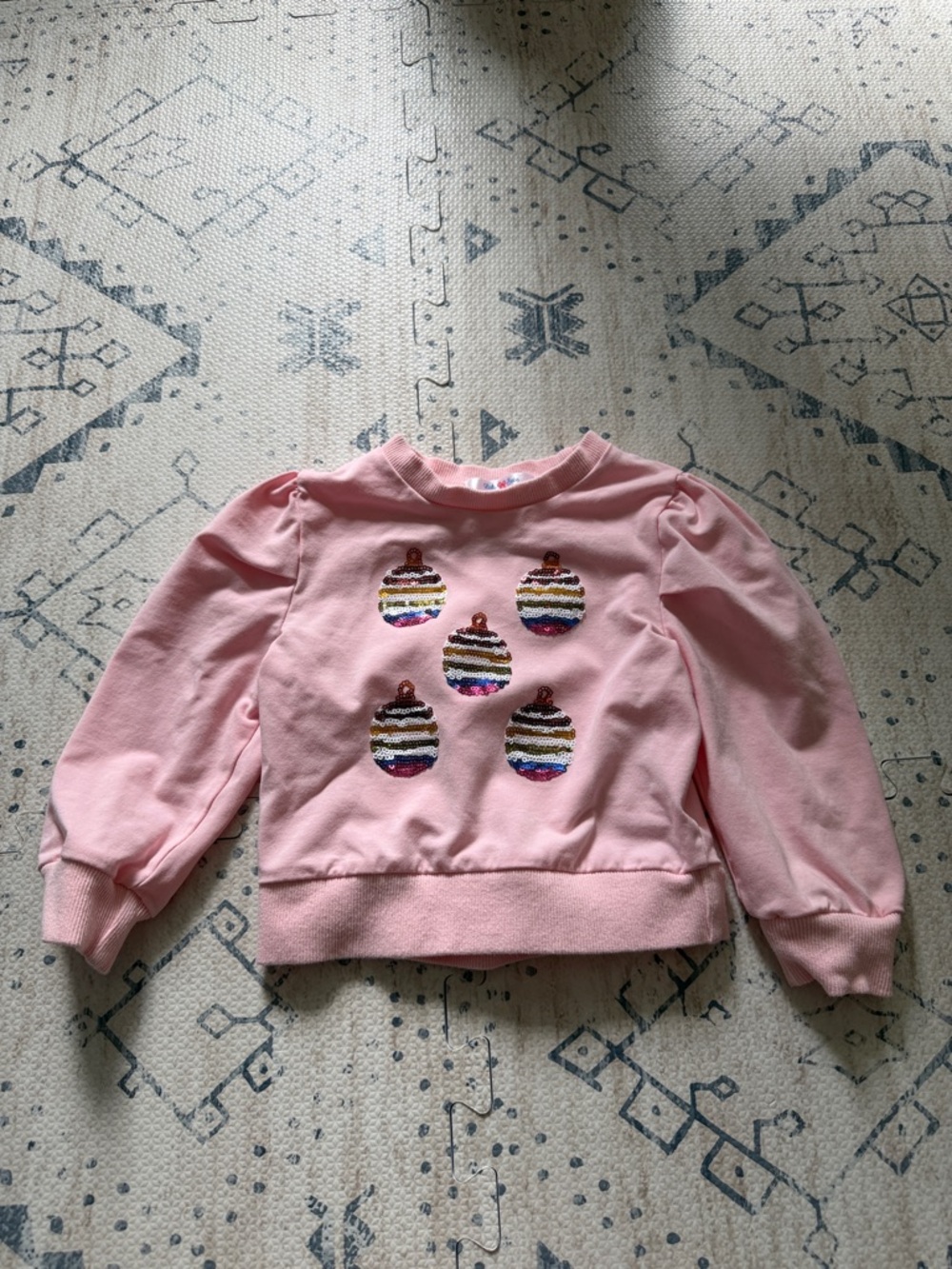 Girls Pink Sequin Ornament Pullover Sweatshirt